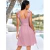 imageANRABESS Womens Sleeveless Tie Strap Mini Dress Summer Square Neck Smocked A Line Swing Elegant Cute Cocktail Short DressesPink