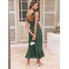 imageANRABESS Womens Square Neck Ruffle Split Midi Elegant Formal Wedding Guest Cocktail Bridesmaid Graduation Party DressesGreen
