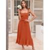 imageANRABESS Womens Square Neck Ruffle Split Midi Elegant Formal Wedding Guest Cocktail Bridesmaid Graduation Party DressesOrange