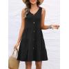 imageANRABESS Womens Summer Beach Vacation Dresses V Neck Sleeveless Casual Button Down A Line Swing Mini Sundresses with PocketsBlack