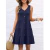 imageANRABESS Womens Summer Beach Vacation Dresses V Neck Sleeveless Casual Button Down A Line Swing Mini Sundresses with PocketsDeep Blue