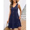 imageANRABESS Womens Summer Beach Vacation Dresses V Neck Sleeveless Casual Button Down A Line Swing Mini Sundresses with PocketsDeep Blue