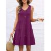 imageANRABESS Womens Summer Beach Vacation Dresses V Neck Sleeveless Casual Button Down A Line Swing Mini Sundresses with PocketsDeep Purple