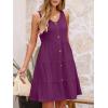 imageANRABESS Womens Summer Beach Vacation Dresses V Neck Sleeveless Casual Button Down A Line Swing Mini Sundresses with PocketsDeep Purple