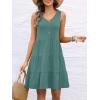 imageANRABESS Womens Summer Beach Vacation Dresses V Neck Sleeveless Casual Button Down A Line Swing Mini Sundresses with PocketsGrass Green
