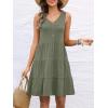 imageANRABESS Womens Summer Beach Vacation Dresses V Neck Sleeveless Casual Button Down A Line Swing Mini Sundresses with PocketsOlive