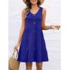 imageANRABESS Womens Summer Beach Vacation Dresses V Neck Sleeveless Casual Button Down A Line Swing Mini Sundresses with PocketsRoyal Blue