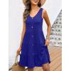 imageANRABESS Womens Summer Beach Vacation Dresses V Neck Sleeveless Casual Button Down A Line Swing Mini Sundresses with PocketsRoyal Blue