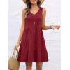 imageANRABESS Womens Summer Beach Vacation Dresses V Neck Sleeveless Casual Button Down A Line Swing Mini Sundresses with PocketsWine Red