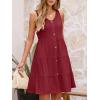 imageANRABESS Womens Summer Beach Vacation Dresses V Neck Sleeveless Casual Button Down A Line Swing Mini Sundresses with PocketsWine Red