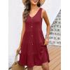 imageANRABESS Womens Summer Beach Vacation Dresses V Neck Sleeveless Casual Button Down A Line Swing Mini Sundresses with PocketsWine Red