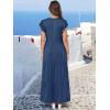imageANRABESS Womens Summer Casual Maxi Dress V Neck Ruffle Sleeve Long Dresses Fashion Flowy Tiered Boho Beach Vacation SundressBlue
