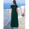 imageANRABESS Womens Summer Casual Maxi Dress V Neck Ruffle Sleeve Long Dresses Fashion Flowy Tiered Boho Beach Vacation SundressDeep Green