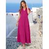 imageANRABESS Womens Summer Casual Maxi Dress V Neck Ruffle Sleeve Long Dresses Fashion Flowy Tiered Boho Beach Vacation SundressHot Pink