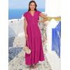 imageANRABESS Womens Summer Casual Maxi Dress V Neck Ruffle Sleeve Long Dresses Fashion Flowy Tiered Boho Beach Vacation SundressHot Pink