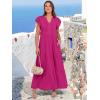 imageANRABESS Womens Summer Casual Maxi Dress V Neck Ruffle Sleeve Long Dresses Fashion Flowy Tiered Boho Beach Vacation SundressHot Pink
