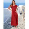 imageANRABESS Womens Summer Casual Maxi Dress V Neck Ruffle Sleeve Long Dresses Fashion Flowy Tiered Boho Beach Vacation SundressRed