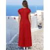 imageANRABESS Womens Summer Casual Maxi Dress V Neck Ruffle Sleeve Long Dresses Fashion Flowy Tiered Boho Beach Vacation SundressRed