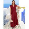 imageANRABESS Womens Summer Casual Maxi Dress V Neck Ruffle Sleeve Long Dresses Fashion Flowy Tiered Boho Beach Vacation SundressWine Red