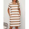 imageANRABESS Womens Summer Casual T Shirt Dresses Short Sleeve Crewneck Striped Mini Shift Dress 2025 Beach Vacation OutfitsBrown White Stripe