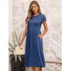 imageANRABESS Womens Summer Short Sleeve ALine Midi Dresses Casual Floral TShirt Dresses Flowy Beach Sundress with PocketsBlue