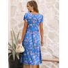 imageANRABESS Womens Summer Short Sleeve ALine Midi Dresses Casual Floral TShirt Dresses Flowy Beach Sundress with PocketsBlue Pink Flower