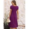 imageANRABESS Womens Summer Short Sleeve ALine Midi Dresses Casual Floral TShirt Dresses Flowy Beach Sundress with PocketsDark Purple