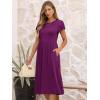 imageANRABESS Womens Summer Short Sleeve ALine Midi Dresses Casual Floral TShirt Dresses Flowy Beach Sundress with PocketsDark Purple