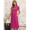 imageANRABESS Womens Summer Short Sleeve ALine Midi Dresses Casual Floral TShirt Dresses Flowy Beach Sundress with PocketsHot Pink