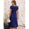 imageANRABESS Womens Summer Short Sleeve ALine Midi Dresses Casual Floral TShirt Dresses Flowy Beach Sundress with PocketsNavy Blue