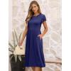 imageANRABESS Womens Summer Short Sleeve ALine Midi Dresses Casual Floral TShirt Dresses Flowy Beach Sundress with PocketsNavy Blue