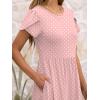 imageANRABESS Womens Summer Short Sleeve ALine Midi Dresses Casual Floral TShirt Dresses Flowy Beach Sundress with PocketsPink Round Dot