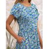 imageANRABESS Womens Summer Short Sleeve ALine Midi Dresses Casual Floral TShirt Dresses Flowy Beach Sundress with PocketsPrint Blue Yellow Floral