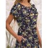 imageANRABESS Womens Summer Short Sleeve ALine Midi Dresses Casual Floral TShirt Dresses Flowy Beach Sundress with PocketsPrint Yellow Leaf