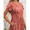 imageANRABESS Womens Summer Short Sleeve ALine Midi Dresses Casual Floral TShirt Dresses Flowy Beach Sundress with PocketsRed Floral