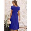 imageANRABESS Womens Summer Short Sleeve ALine Midi Dresses Casual Floral TShirt Dresses Flowy Beach Sundress with PocketsRoyal Blue