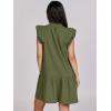 imageANRABESS Womens Summer VNeck Drawstring Ruffle Cap Short Sleeve Casual Shift Mini Dress with PocketsArmy Green
