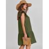 imageANRABESS Womens Summer VNeck Drawstring Ruffle Cap Short Sleeve Casual Shift Mini Dress with PocketsArmy Green
