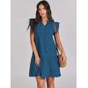 imageANRABESS Womens Summer VNeck Drawstring Ruffle Cap Short Sleeve Casual Shift Mini Dress with PocketsBlue