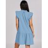 imageANRABESS Womens Summer VNeck Drawstring Ruffle Cap Short Sleeve Casual Shift Mini Dress with PocketsSky Blue