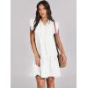 imageANRABESS Womens Summer VNeck Drawstring Ruffle Cap Short Sleeve Casual Shift Mini Dress with PocketsWhite