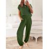 imageANRABESS Womens Two Piece Outfits Knit Sweater Vest Crop Top Pants Lounge Matching Tracksuit Sweatsuit Travel Clothes SetsArmy Green