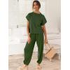 imageANRABESS Womens Two Piece Outfits Knit Sweater Vest Crop Top Pants Lounge Matching Tracksuit Sweatsuit Travel Clothes SetsArmy Green