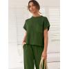 imageANRABESS Womens Two Piece Outfits Knit Sweater Vest Crop Top Pants Lounge Matching Tracksuit Sweatsuit Travel Clothes SetsArmy Green