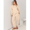 imageANRABESS Womens Two Piece Outfits Sweatsuit Lounge Set Long Sleeve Crewneck Sweatshirt Jogger Pants Tracksuit 2025 Fall SetsBeige