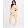 imageANRABESS Womens Two Piece Outfits Sweatsuit Lounge Set Long Sleeve Crewneck Sweatshirt Jogger Pants Tracksuit 2025 Fall SetsBeige