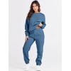 imageANRABESS Womens Two Piece Outfits Sweatsuit Lounge Set Long Sleeve Crewneck Sweatshirt Jogger Pants Tracksuit 2025 Fall SetsBlue
