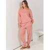 imageANRABESS Womens Two Piece Outfits Sweatsuit Lounge Set Long Sleeve Crewneck Sweatshirt Jogger Pants Tracksuit 2025 Fall SetsDark Pink