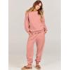 imageANRABESS Womens Two Piece Outfits Sweatsuit Lounge Set Long Sleeve Crewneck Sweatshirt Jogger Pants Tracksuit 2025 Fall SetsDark Pink