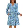 imageANRABESS Dresses for Women Long Sleeve Fall Casual V Neck Floral Boho Flowy Swing Mini Dress 2025 Travel Vacation OutfitsPrint Blue Yellow Floral